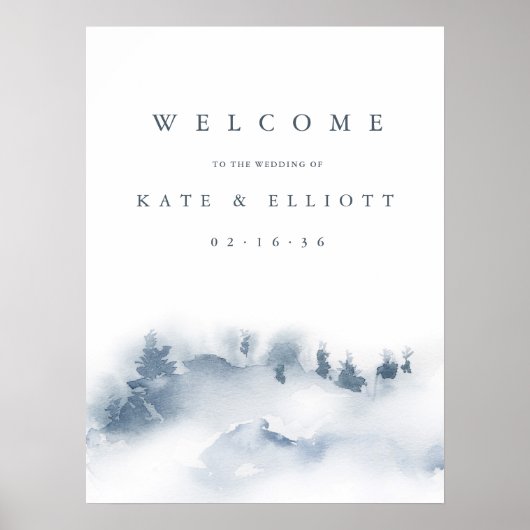 met sneeuw bedekt | Winter Waterverf bruiloft welk Poster (Voorkant)