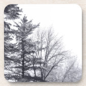 Met sneeuw bedekte bomen: horizontaal bier onderzetter (Voorkant)