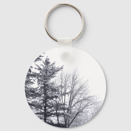 Met sneeuw bedekte bomen: horizontaal sleutelhanger (Voorkant)