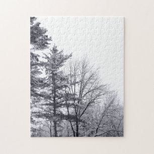 Met sneeuw bedekte bomen: verticaal legpuzzel