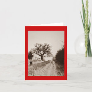 met sneeuw bedekte country lane-briefkaart feestdagen kaart