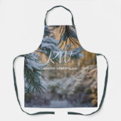 Met sneeuw bedekte grenentakken schort (Voorkant)
