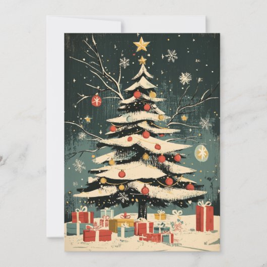 Met sneeuw bedekte kerstboom Ornamenten geschenkdo Feestdagenkaart (Voorkant)