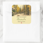 Met sneeuw bedekte pijnbomen Forest Photo Kitchen Vierkante Sticker (Tas)