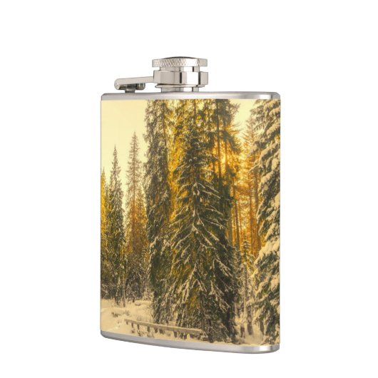 Met sneeuw bedekte pijnbomen Natuur Foto Heupfles (Links)