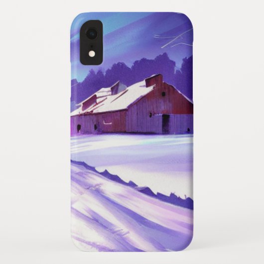 Met sneeuw bedekte schuur in het winterlandschap Case-Mate iPhone case (Achterkant)