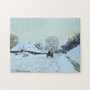 Met sneeuw bedekte weg Saint-Simeon Monet Fine Art Legpuzzel