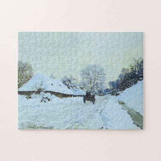 Met sneeuw bedekte weg Saint-Simeon Monet Fine Art Legpuzzel (Horizontaal)