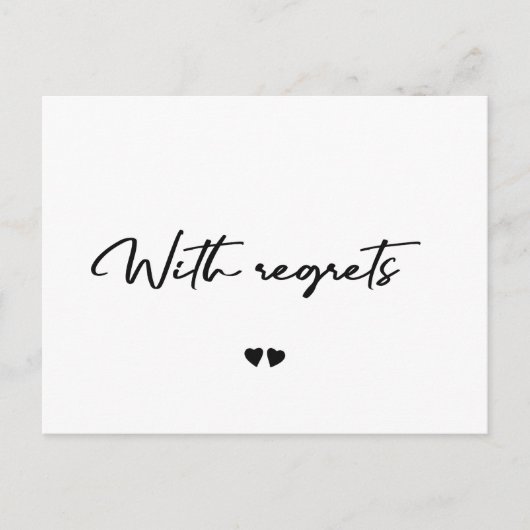 Met spijt zwart-wit annuleer aankondiging briefkaart (Voorkant)