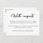 Met spijt zwart-wit annuleer aankondiging briefkaart (Voorkant / Achterkant)