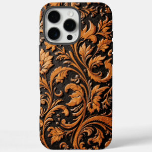Met stans geperste reliëf lederen design iPhone 16 pro max hoesje