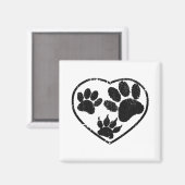 Met stempel gedrukt hart en huisdierpootafdrukken magneet (Voorkant / Achterkant)