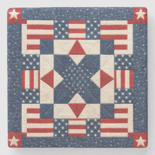 Met sterren bezaaid patriottisch quiltpatroon stenen onderzetter