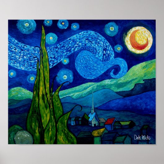 Met sterren verlichte nacht poster (Voorkant)