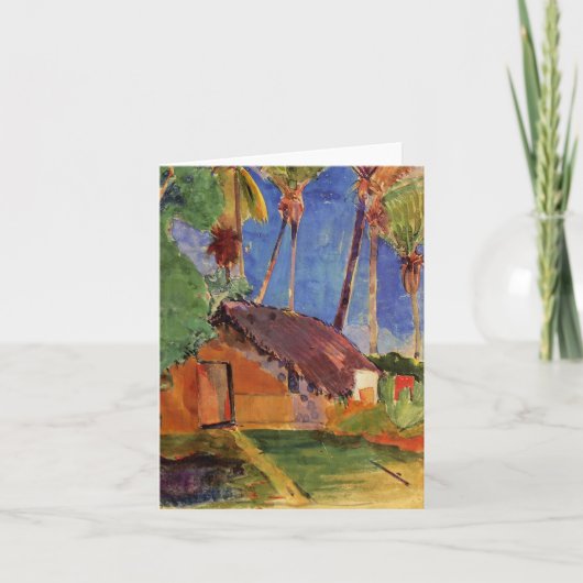 "Met stro bedekte Hut onder Palmen" - Paul Gauguin Kaart (Voorkant)