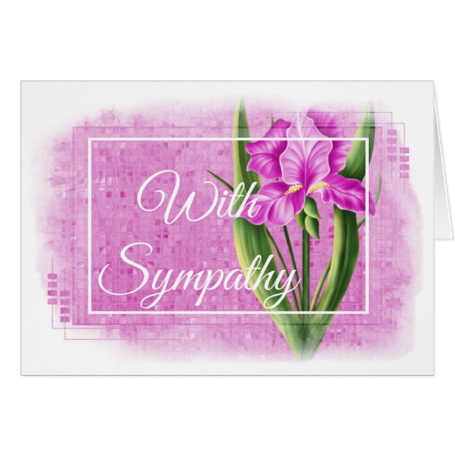 Met sympathikaart - Roze Iris d1 (Voorkant Horizontaal)