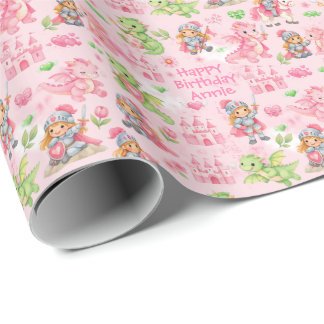Met tekst Fantasy Castle Verjaardag Cadeaupapier