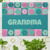 Met tekst Geweldige pickleball roze 💗 en munt 💚 Theedoek (Gevouwen)