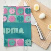 Met tekst Geweldige pickleball roze 💗 en munt 💚 Theedoek (Quarter Fold)