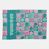 Met tekst Geweldige pickleball roze 💗 en munt 💚 Theedoek (Horizontaal)