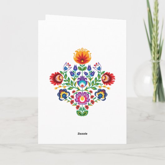 Met tekst Geweldige pools Folk Wycinanki Dank u Bedankkaart (Achterkant)