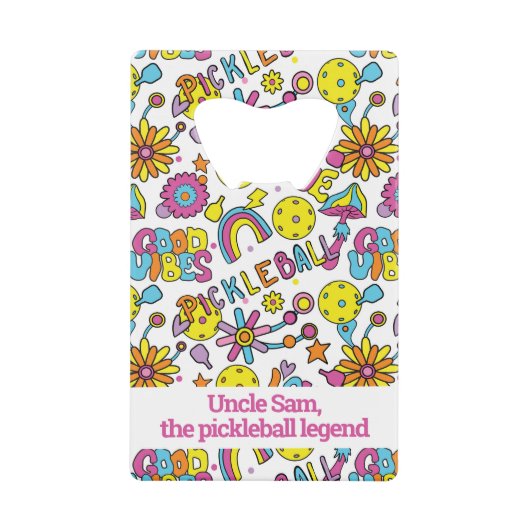 Met tekst, Groovy, retro 90s, wit Kredietkaart Flessenopener (Voorkant)