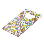 Met tekst, Groovy, retro 90s, wit Kredietkaart Flessenopener (Achterkant Gekanteld)