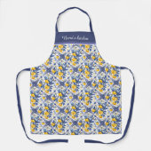 Met tekst Lemon Azulejo met blauwe elementen Schort (Voorkant)
