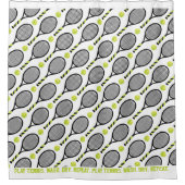 Met tekst 🎾 zwart en groene tennis 🎾 witte douch douchegordijn (Voorkant)