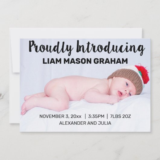 Met trots maken we het geboortebericht bekend aankondiging (Voorkant)