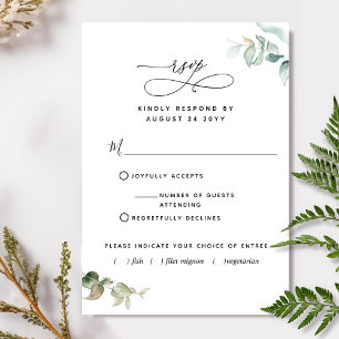 Met/Uit Maaltijdkeuzen Elegante Groene RSVP-Kaart RSVP Kaartje