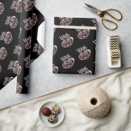 Met Valentijn roos gouden harten zwart Cadeaupapier