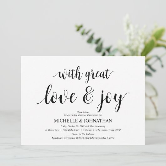 Met veel liefde, repetitie Diner Uitnodiging kaart (Staand voorkant)