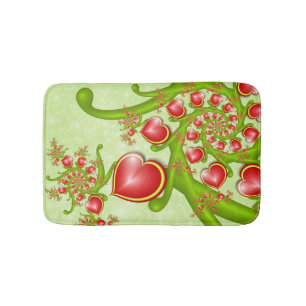 Met veel liefdesrode gele harten fractal Art Badmat