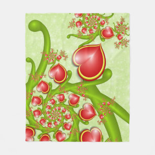 Met veel liefdesrode gele harten fractal Art Fleece Deken
