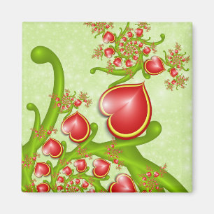 Met veel liefdesrode gele harten fractal Art Magneet