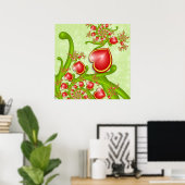 Met veel liefdesrode gele harten fractal Art Poster (Thuiskantoor)
