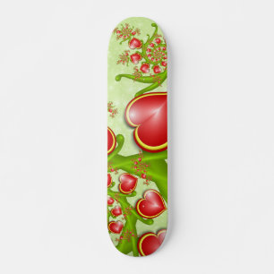 Met veel liefdesrode gele harten fractal Art Skateboard