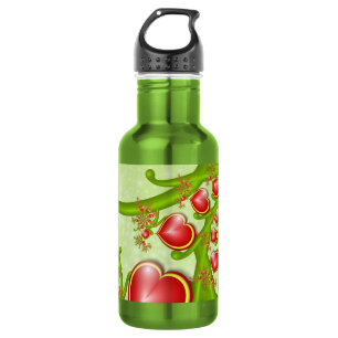 Met veel liefdesrode gele harten fractal Art Waterfles