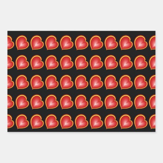 Met veel liefdesrode gele harten fractal Patroon Inpakpapier Vel (Voorkant 3)