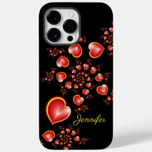 Met veel liefdesrood geel hart fractal art name Case-Mate iPhone 14 pro max hoesje