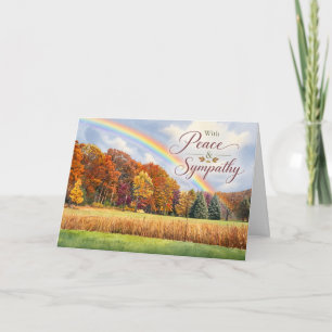 Met Vrede en Medeleven Herfst Regenboog Condoleanc Kaart