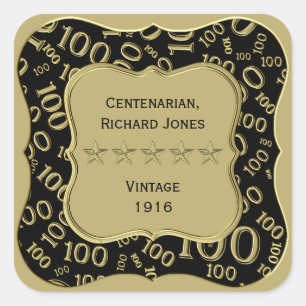 Met vriendelijke groet: 100e nummer Pattern Gold/B Vierkante Sticker