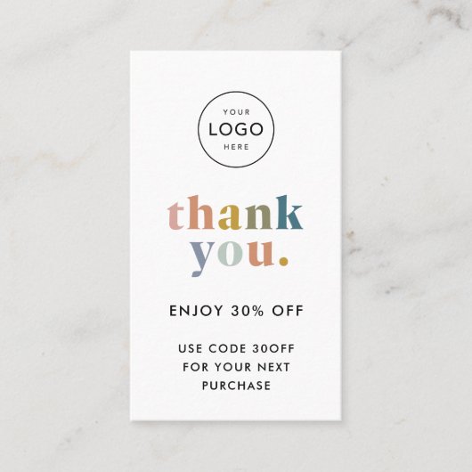 Met vriendelijke groet! Klein bedrijf Logo Moderne Kortingskaartje (Voorkant)