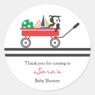 Met vriendelijke groet   Little Red Wagon Baby sho Ronde Sticker