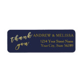 Met vriendelijke groet | Navy & Faux Gold Script W Etiket (Voorkant)