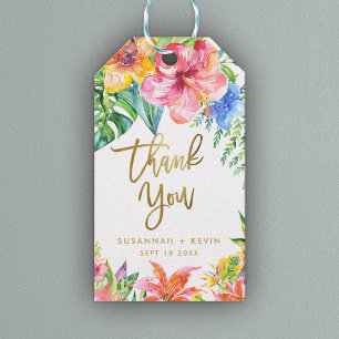 Met vriendelijke groet Tropische bloemenbruiloft Cadeaulabel