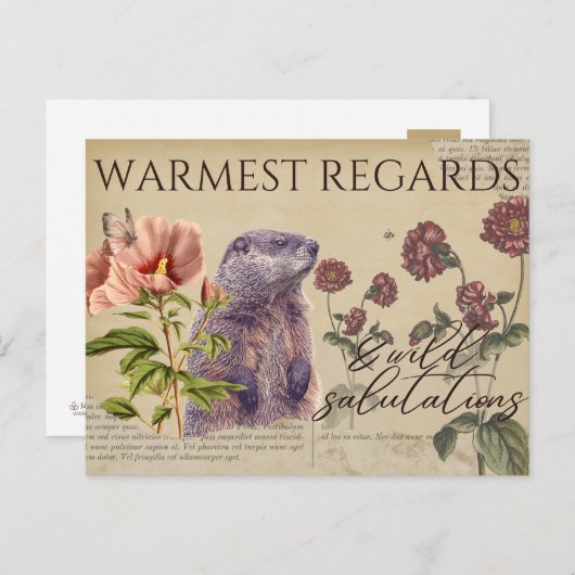 Met vriendelijke groet Woodchuck -stijl Briefkaart (Voorkant / Achterkant)