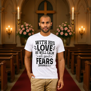 Met Zijn Liefde Kalmeer Alle Angsten Zephania 3:17 T-shirt