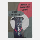 Met zoet Pitbull Lab Mix Dog wordt het goed geschi Theedoek (Verticaal)